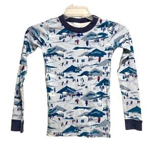 Hanna Andersson Boy's Organic‎ Cotton Pajama Top Ice Hockey Size 12 Long Sleeve
